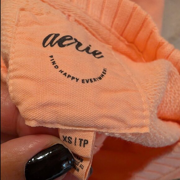 NWT Aerie Oversized After Sunset Smile + Wave Crewneck Sweatshirt Peach Size XS - Picture 6 of 6